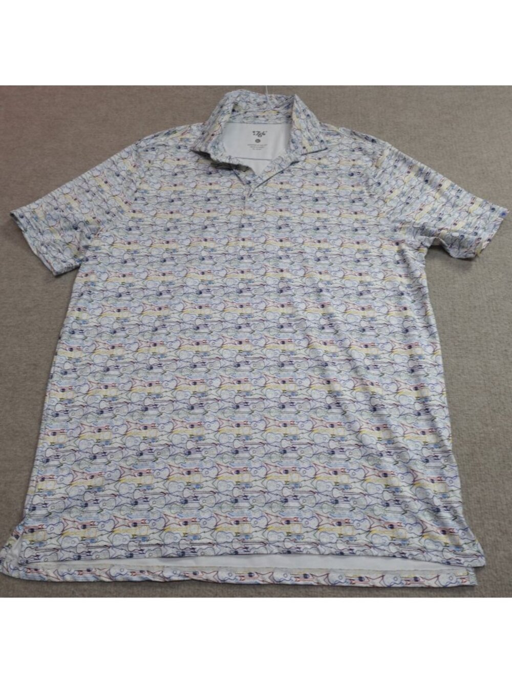 1764 Golf Polo XL White Guitars All Over Print Performance